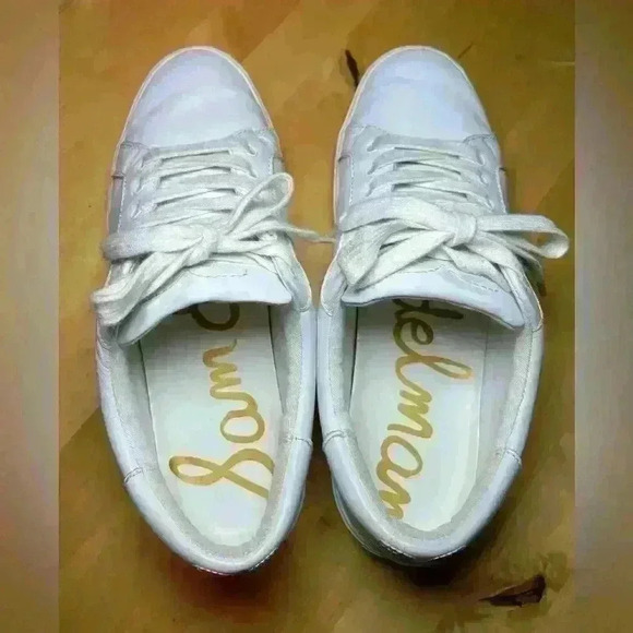 Sam Edelman Ethyl Sneakers, White Leather, Lace-up Tennis Shoes, Women's Size 8 - Picture 7 of 13